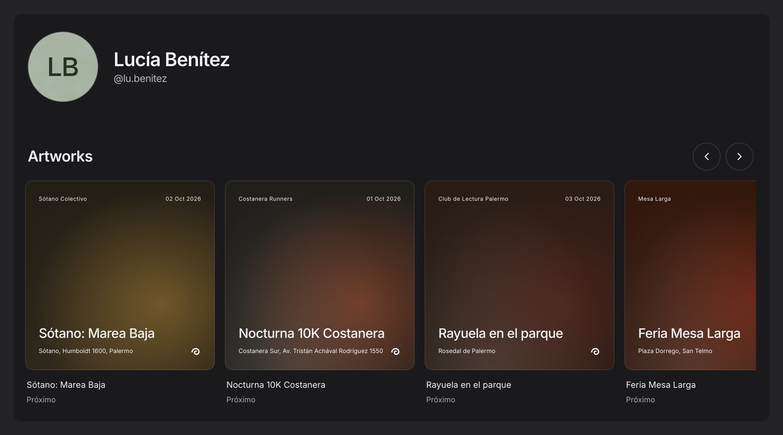 La colección de Artworks en un perfil de Dogma