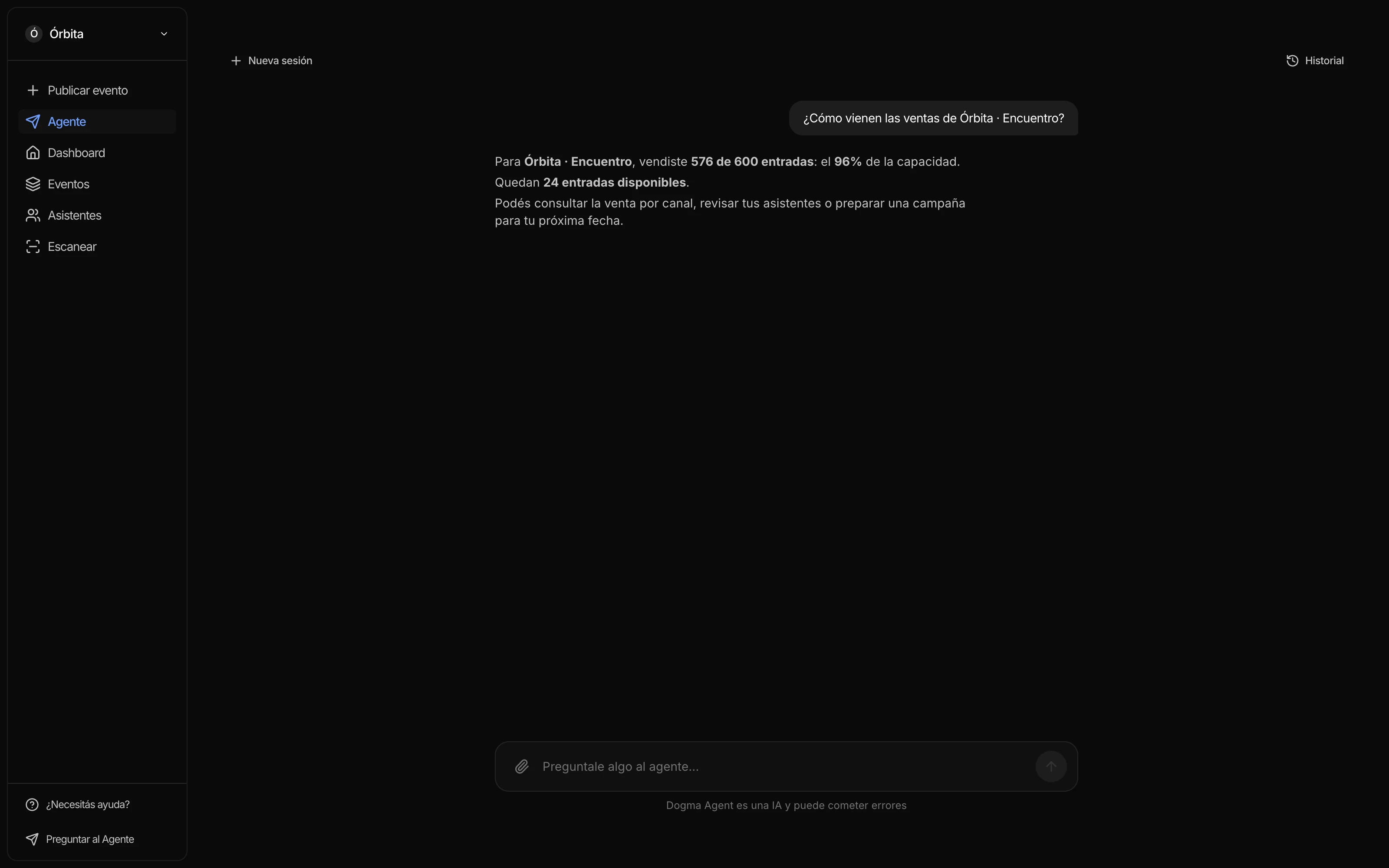 Conversación con el agente de Dogma en el panel de una productora de demostración